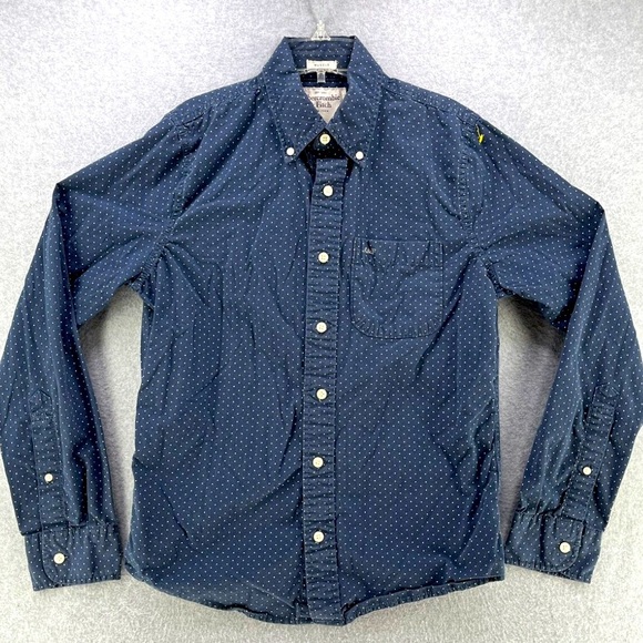 🔥 Abercrombie & Fitch Men’s XL Muscle Fit Button-Down – Polka Dot, Long Sleeve - Picture 1 of 6